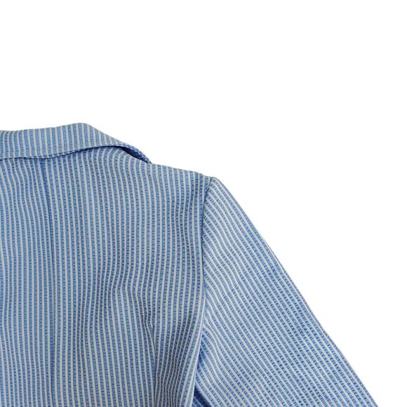 Vintage Bay Harbour Seersucker Blazer Jacket Blue White Stripe Unlined Size 16 - Picture 7 of 9